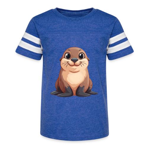 Smiling Cartoon Brown Sea Lion - Kid's Football Tee