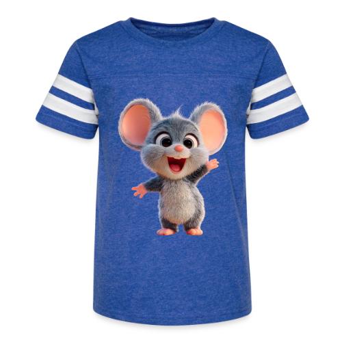 Joyful Cartoon Baby Mouse Arms Up - Kid's Football Tee
