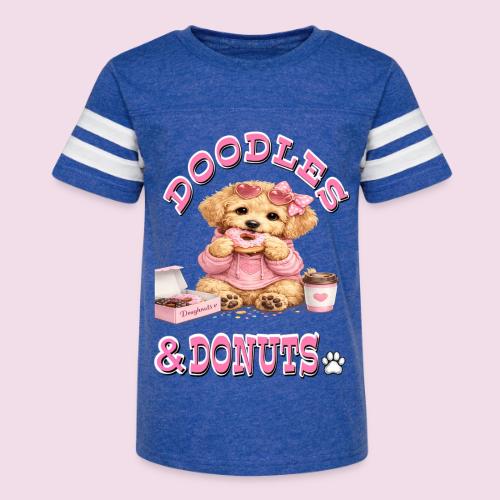 Doodles & Doughnut Cozy Dog Mom Design - Kid's Football Tee