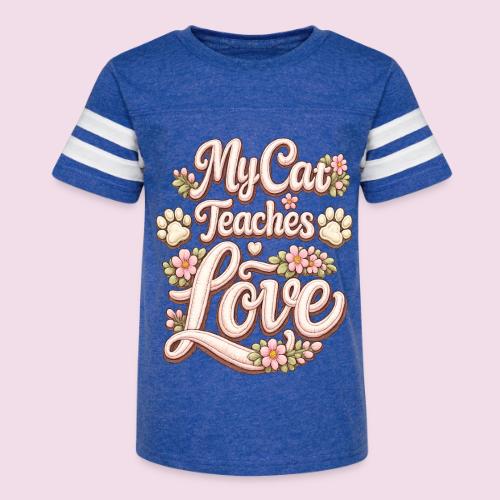 My Cat Teaches Love Faux Embroidery Style - Kid's Football Tee