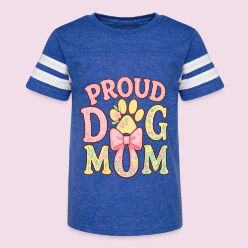 Proud Dog Mom Floral Paw Bow - Kid's Football Tee