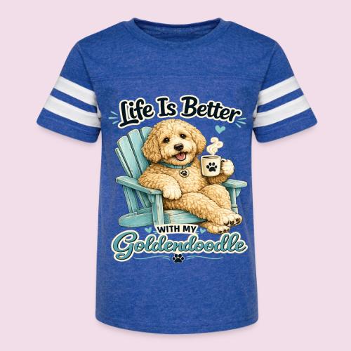 Life Is Better With My Goldendoodle - Kid's Football Tee