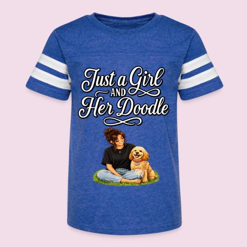 Just a Girl and Her Doodle | Dog Mom Design - Kid's Football Tee
