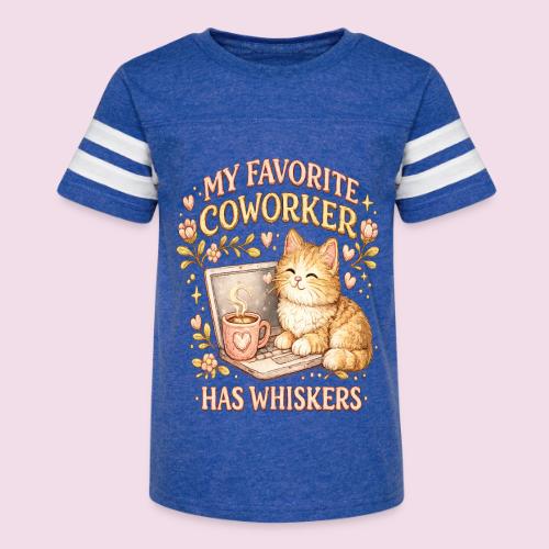 My Favorite Coworker Has Whiskers Faux Stitched - Kid's Football Tee