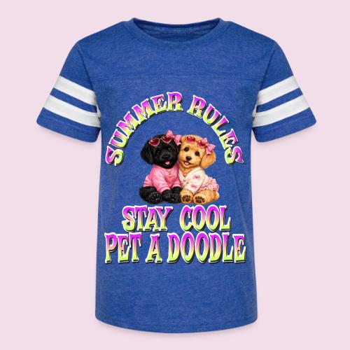 Summer Rules Stay Cool Pet A Doodle Cute Doodle - Kid's Football Tee