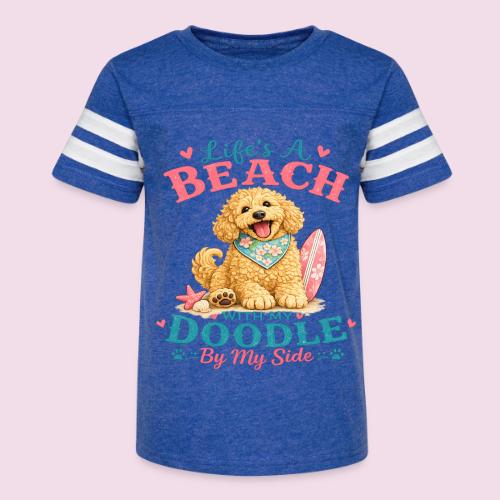 Life's A Beach With My Doodle By My Side - Kid's Football Tee