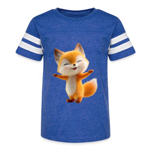 Cute 3D Cartoon Fox Standing Arms Up - Kid's Football Tee