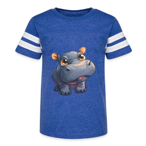 Cute Cartoon Baby Hippo with Big Innocent Eyes - Kid's Football Tee