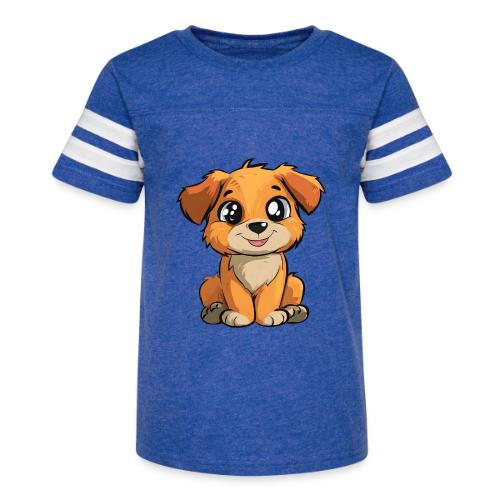 Cute Sitting Puppy Cartoon with Big Eyes - Kid's Football Tee
