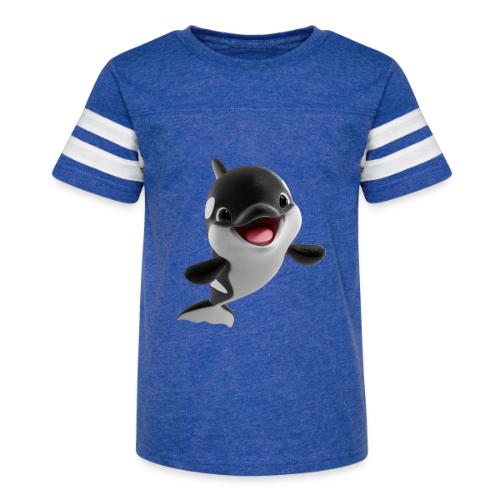 Smiling Cartoon Baby Orca - Kid's Football Tee
