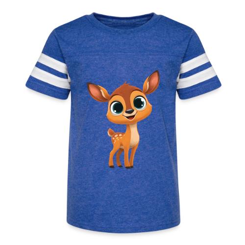 Cute Cartoon Deer with Joyful Big Eyes - Kid's Football Tee