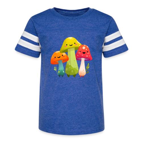 Trio of Happy Mushrooms - Kid's Football Tee