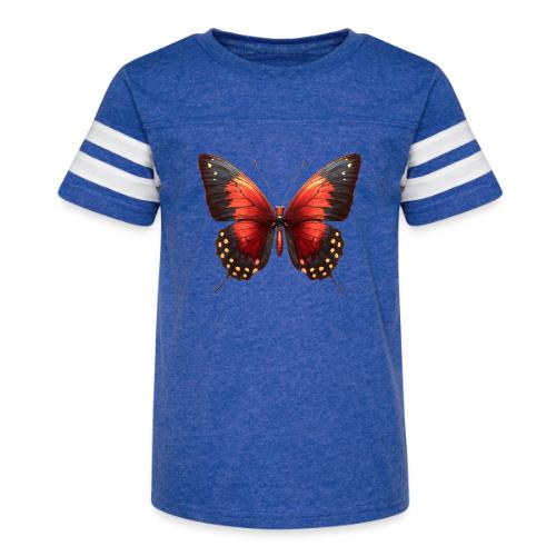 Bright Red, Black, and Yellow Butterfly - Kid's Football Tee