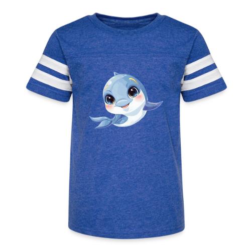 Joyful Blue-White Baby Dolphin - Kid's Football Tee
