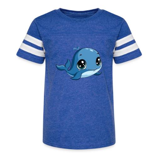 Smiling Blue Baby Whale - Kid's Football Tee