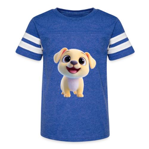 Playful 3D Baby Puppy Looking Up - Kid's Football Tee