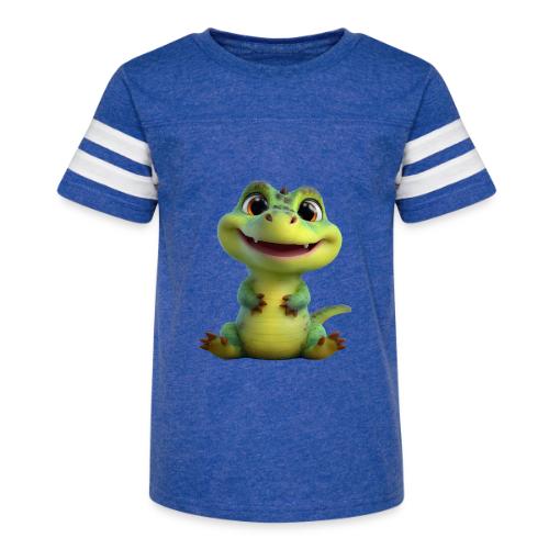 Playful Cartoon Baby Alligator - Kid's Football Tee