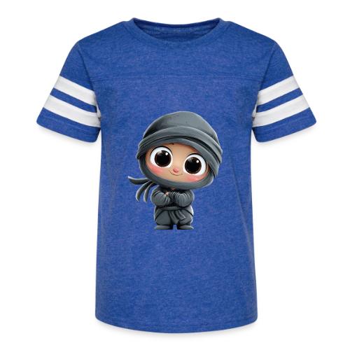 Cute Cartoon Baby Ninja Standing with Big Smile - Kid's Football Tee