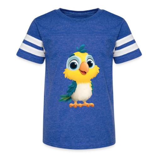 Playful Cartoon Parrot with Big Happy Eyes - Kid's Football Tee