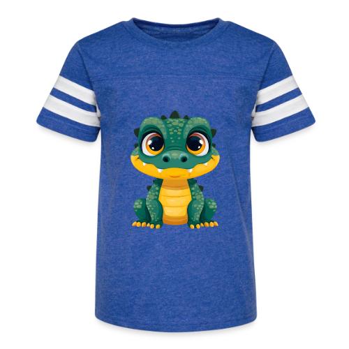 Smiling Cartoon Alligator - Kid's Football Tee