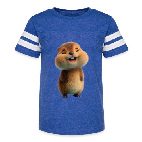 Joyful Cartoon Baby Beaver - Kid's Football Tee