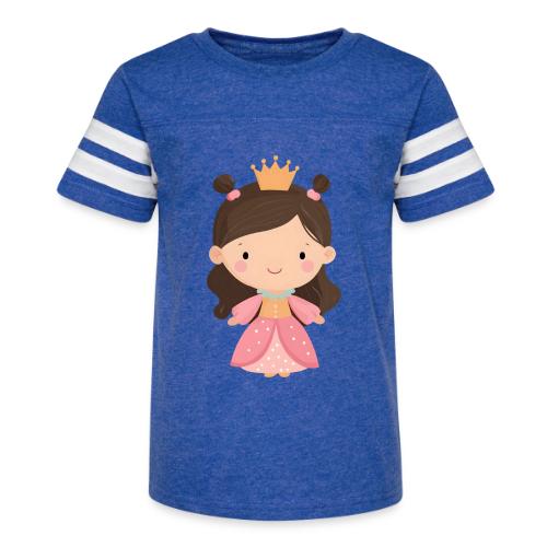 Cute Cartoon Little Princess Standing and Smiling - Kid's Football Tee