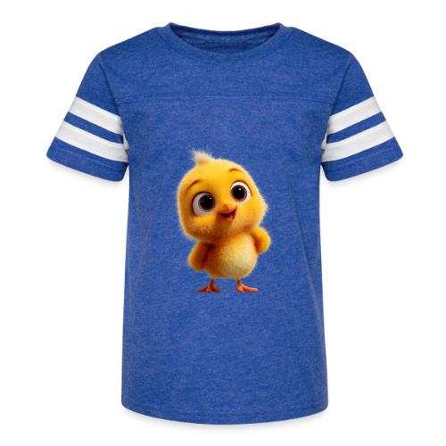 Cute Cartoon Yellow Chick with Big Sparkling Eyes - Kid's Football Tee