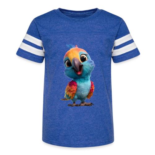 Colorful Cartoon Baby Parrot Design - Kid's Football Tee