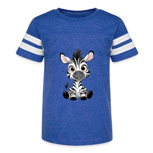 Adorable Cartoon Baby Zebra with Innocent Eyes - Kid's Football Tee