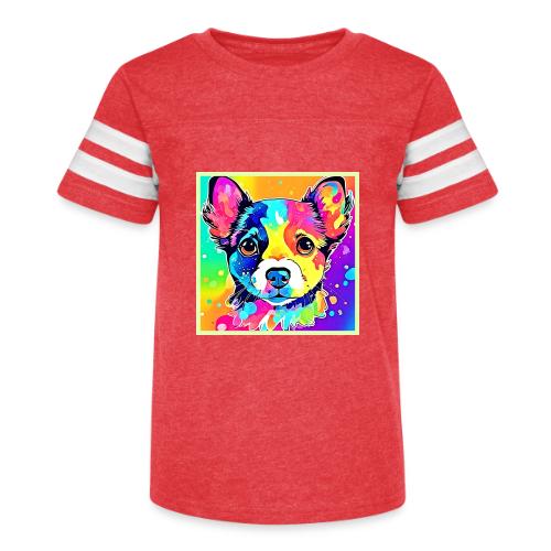 Vivid Puppy Vibes Art Design - Kid's Football Tee