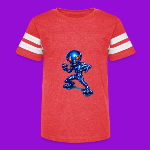 Angry Blue Alien - Kid's Football Tee