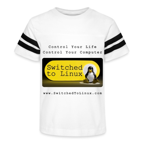 Switched to Linux Logo with Black Text - Kid's Football Tee