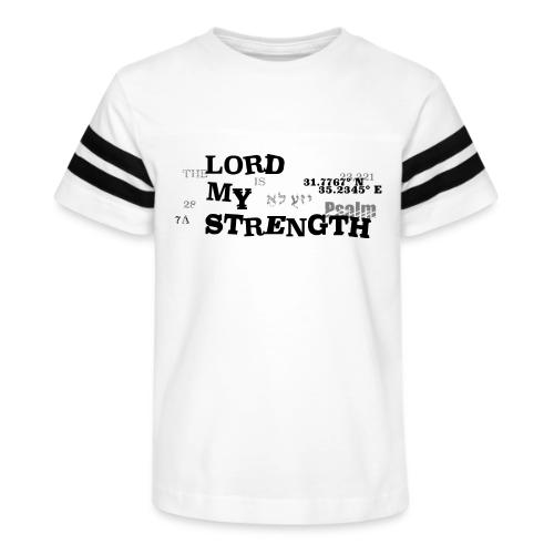 Psalm 28:7 - The Lord is My strength Eng/Hebrew - Kid's Football Tee