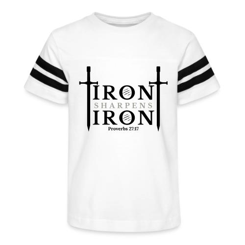 Iron Sharpens Iron - Proverbs 27:17 (Black & Grey) - Kid's Football Tee