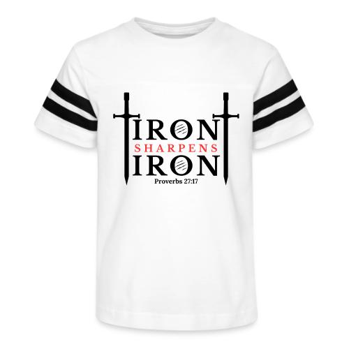 Iron Sharpens Iron - Proverbs 27:17 (Black & Red) - Kid's Football Tee