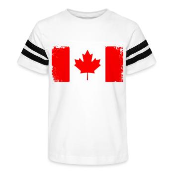 CANADA FLAG DISTRESSED - Kid's Football Tee - white/black - Front