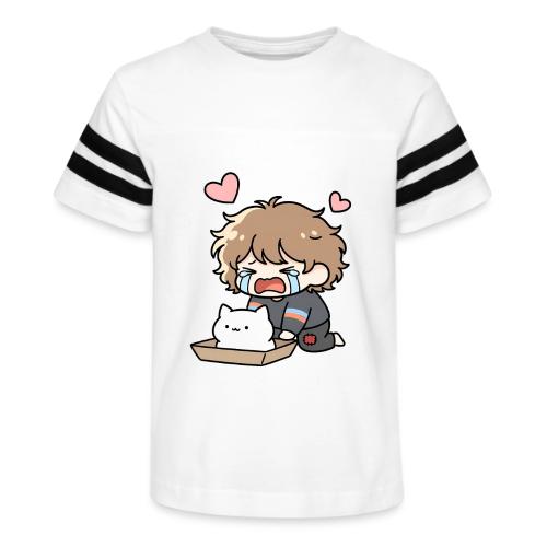 Crying Chibi Boy with Stray Cat - Kid's Football Tee