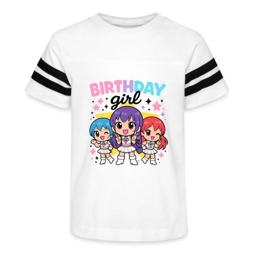 Cute Chibi Birthday Idol Girls - Kid's Football Tee