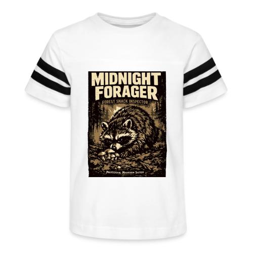 Midnight Forager Raccoon Mushroom Hunter - Kid's Football Tee