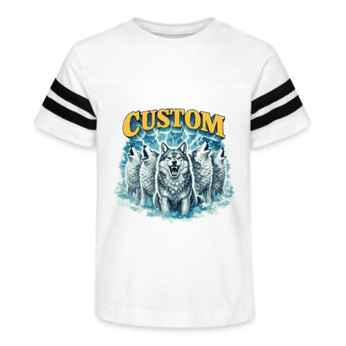 Custom Wolf Pack Howling Moon Vintage Wilderness - Kid's Football Tee