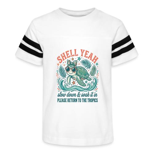 Shell Yeah Sea Turtle Beach Vibes - Kid's Football Tee