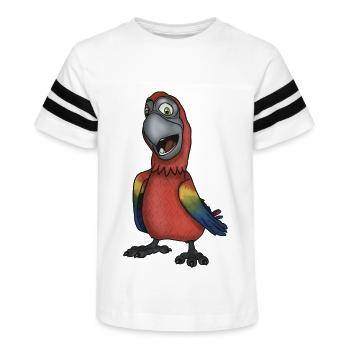 Polly the Parakeet - Crazy Cool Kids Shirt Design - Kid's Football Tee - white/black - Front