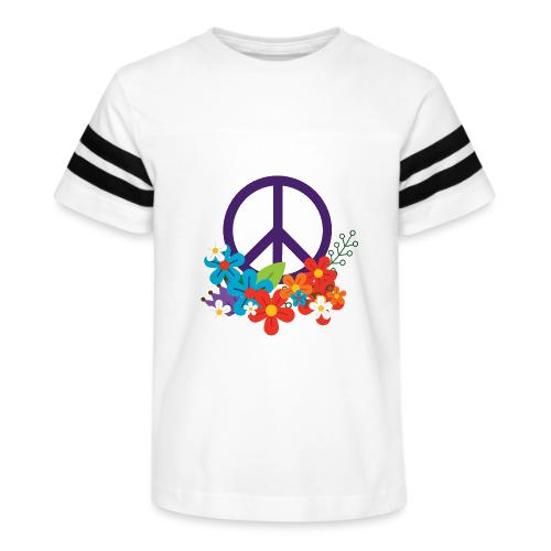 Hippie Peace Design With Flowers - Kid's Football Tee