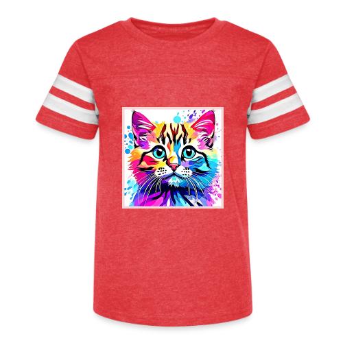Vivid Kitty Vibes Design - Kid's Football Tee