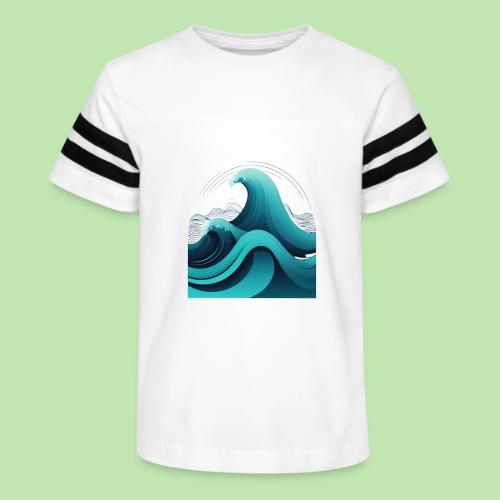 Dynamic Ocean Wave Illustration - Kid's Football Tee