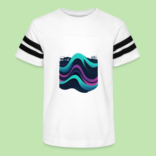 Abstract Wavy Ocean Pattern - Kid's Football Tee