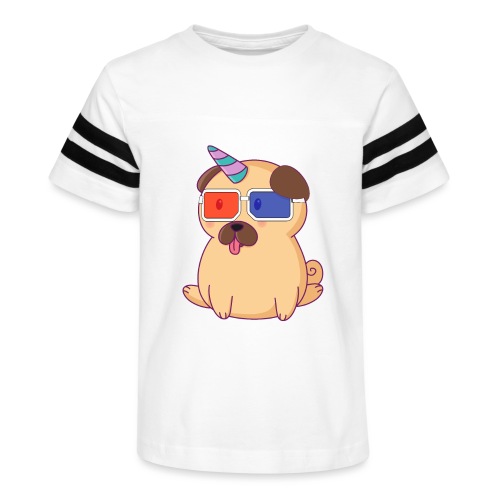 Dog with 3D glasses doing Vision Therapy! - Kid's Vintage Sports T-Shirt