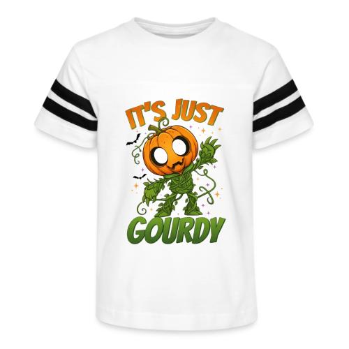 Cute Pumpkin Monster “It’s Just Gourdy” Funny - Kid's Football Tee