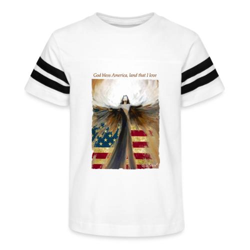 God bless America Angel_Strong color_Brown type - Kid's Football Tee