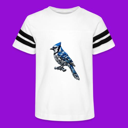 Silver Blue Jay on Perch - Kid's Football Tee